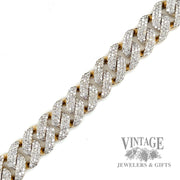 6.47 TCW Natural diamond Mele set Cuban Link 14k gold Bracelet detail