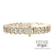 6.47 TCW Natural diamond Mele set Cuban Link 14k gold Bracelet 