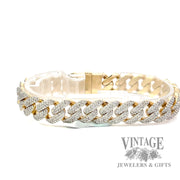 6.47 TCW Natural diamond Mele set Cuban Link 14k gold Bracelet back