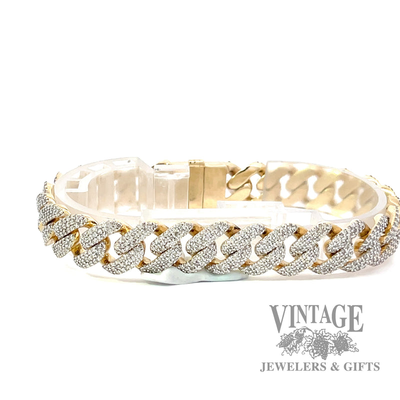 6.47 TCW Natural diamond Mele set Cuban Link 14k gold Bracelet back