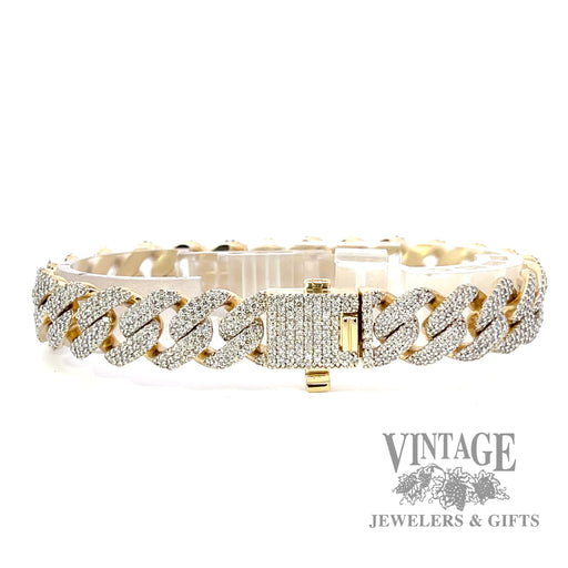 6.47 TCW Natural diamond Mele set Cuban Link 14k gold Bracelet 
