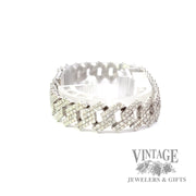 14k white gold Cuban link natural diamond mele set bracelet right