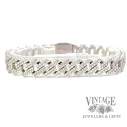 14k white gold Cuban link natural diamond mele set bracelet back