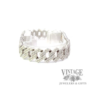 14k white gold Cuban link natural diamond mele set bracelet left