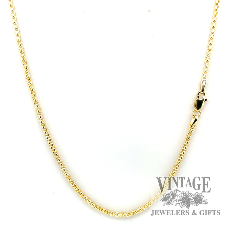 18" rounded Box Chain Link 14k gold necklace