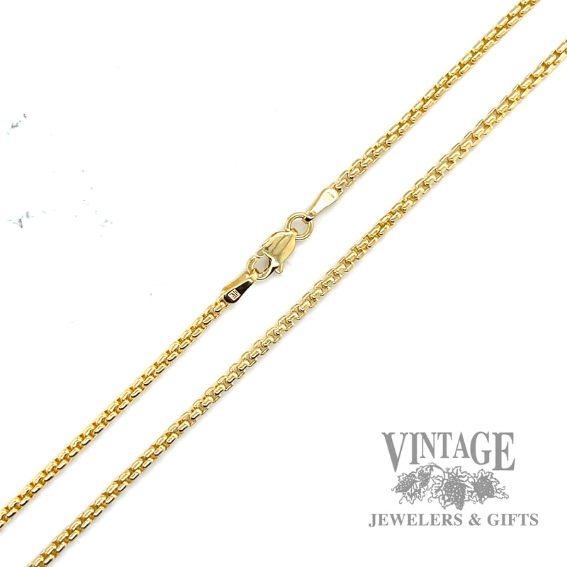 18" rounded Box Chain Link 14k gold necklace