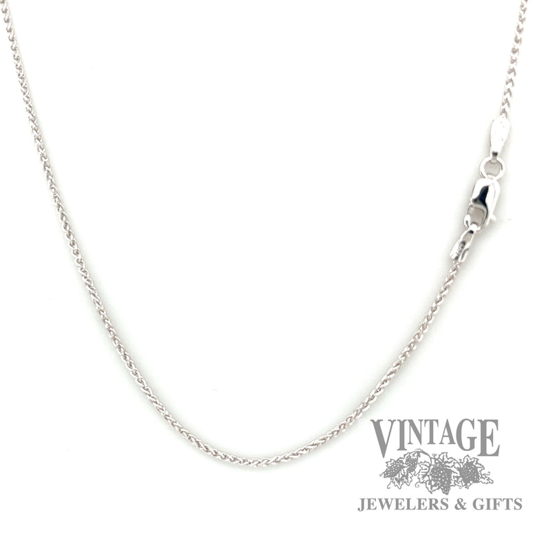 20" wheat link 14k white gold necklace