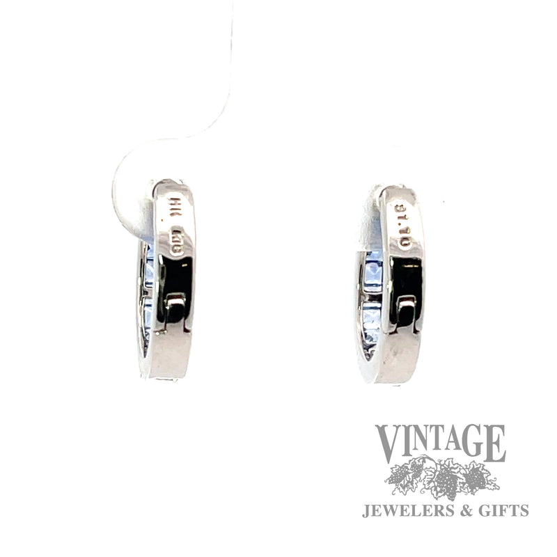 White to Blue Ombre Gradient Sapphire 18k White Gold Earrings.