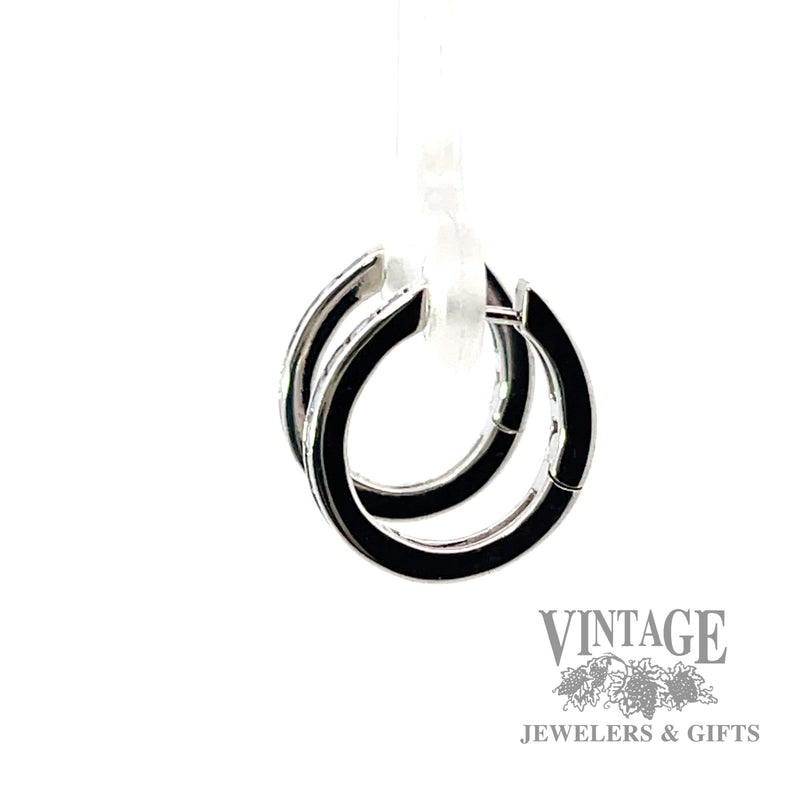 White to Blue Ombre Gradient Sapphire 18k White Gold Earrings.