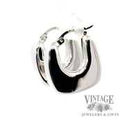 Puffed Squared Hoop 14k White Gold Earrings right