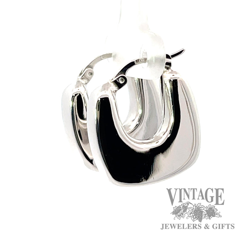 Puffed Squared Hoop 14k White Gold Earrings right