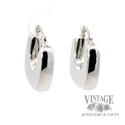 Puffed Squared Hoop 14k White Gold Earrings
