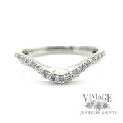 Chevron Style Scallop set Graduating Round Cut Natural Diamond 14k white gold ring 