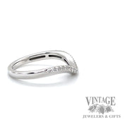 Chevron Style Scallop set Graduating Round Cut Natural Diamond 14k white gold ring left
