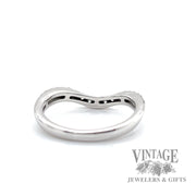 Chevron Style Scallop set Graduating Round Cut Natural Diamond 14k white gold ring back