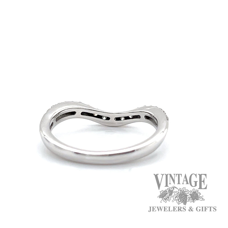 Chevron Style Scallop set Graduating Round Cut Natural Diamond 14k white gold ring back