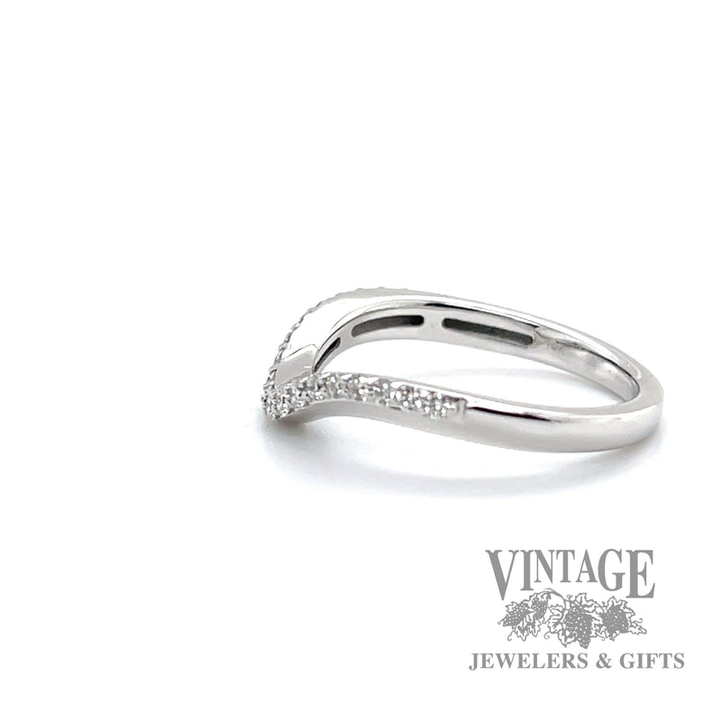 Chevron Style Scallop set Graduating Round Cut Natural Diamond 14k white gold ring left