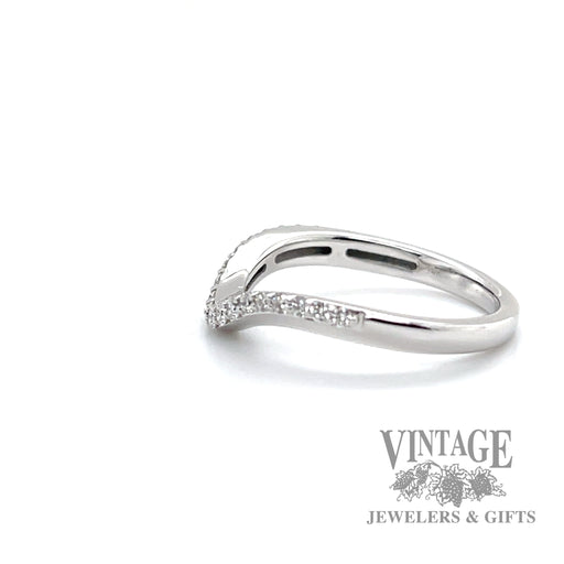 Chevron Style Scallop set Graduating Round Cut Natural Diamond 14k white gold ring left