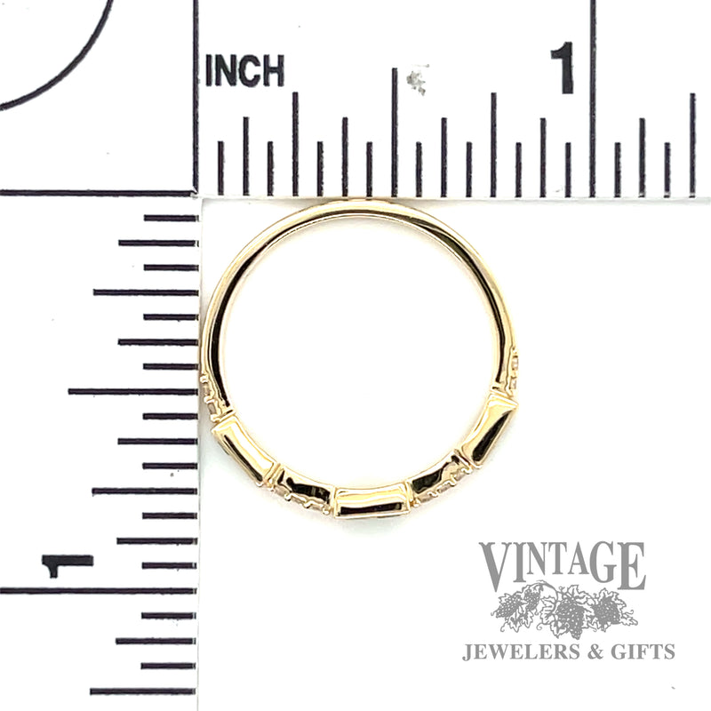 Stationary Square cut emerald and natural round cut diamond 14k gold ring .3tgw scale