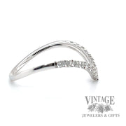 Chevron Round Cut Natural Diamond 14k white Gold Ring 0.80 ctw right