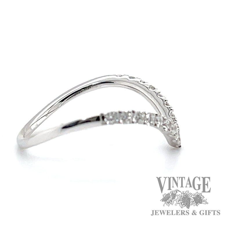 Chevron Round Cut Natural Diamond 14k white Gold Ring 0.80 ctw right