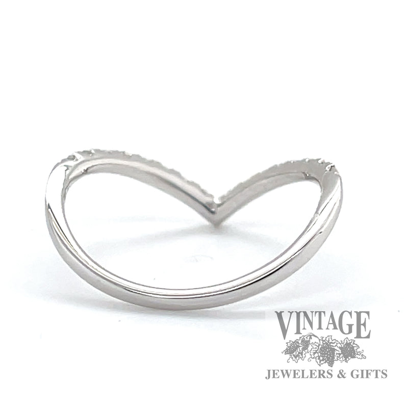 Chevron Round Cut Natural Diamond 14k white Gold Ring 0.80 ctw back