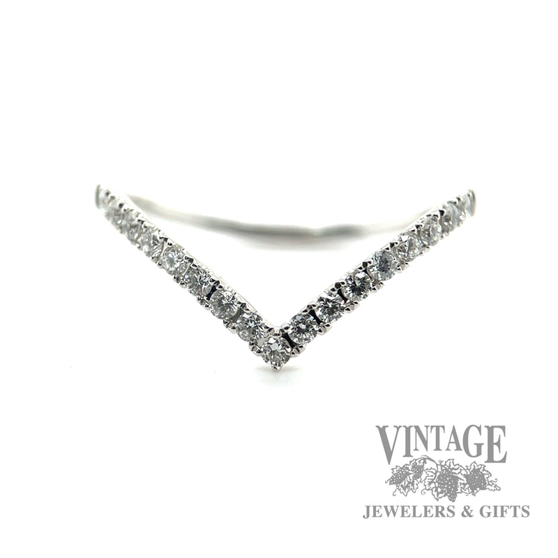 Chevron Round Cut Natural Diamond 14k white Gold Ring 0.80 ctw