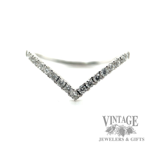 Chevron Round Cut Natural Diamond 14k white Gold Ring 0.80 ctw