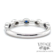 Stationary Style Natural round cut Sapphire 14k white gold Diamond ring back