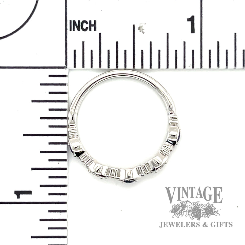 Stationary Style Natural round cut Sapphire 14k white gold Diamond ring scale