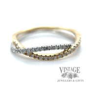Freefrom round cut natural diamond 14k two toned gold ring