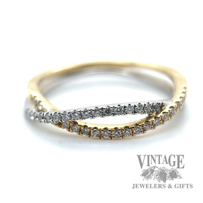 Freefrom round cut natural diamond 14k two toned gold ring