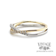 Freefrom round cut natural diamond 14k two toned gold ring left