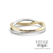 Freefrom round cut natural diamond 14k two toned gold ring back