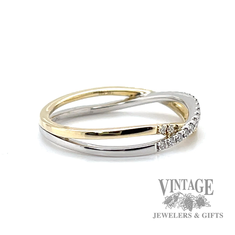 Freefrom round cut natural diamond 14k two toned gold ring right