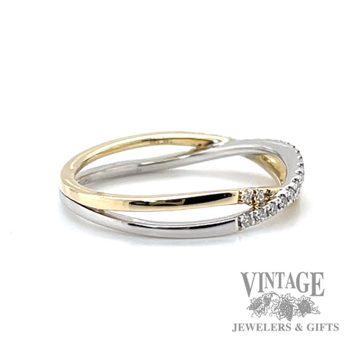 Freefrom round cut natural diamond 14k two toned gold ring right