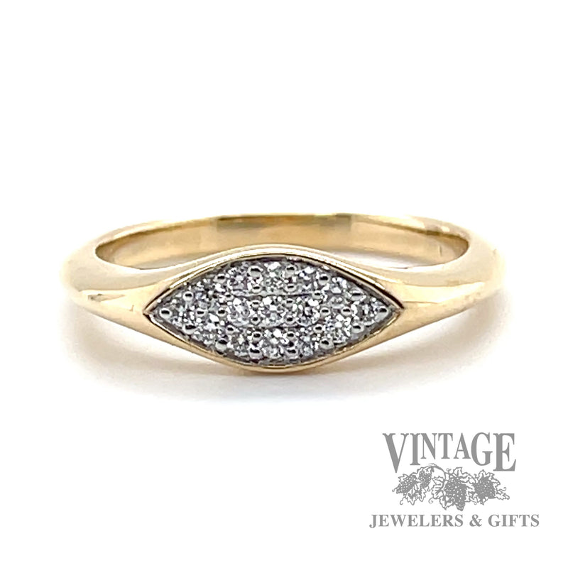 Signet Natural Round Cut Diamond Accented 14k yellow gold ring 0.14tw