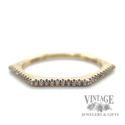 Natural round cut diamond hexagon 14k yellow gold ring 