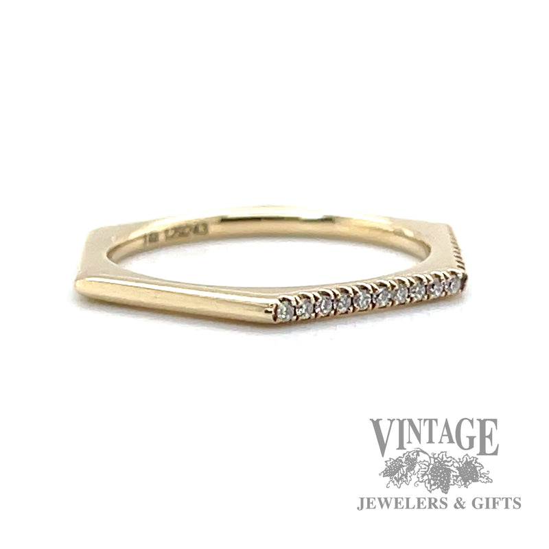 Natural round cut diamond hexagon 14k yellow gold ring right