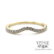 24 natural round cut diamond Curve 14k yellow gold Band ring