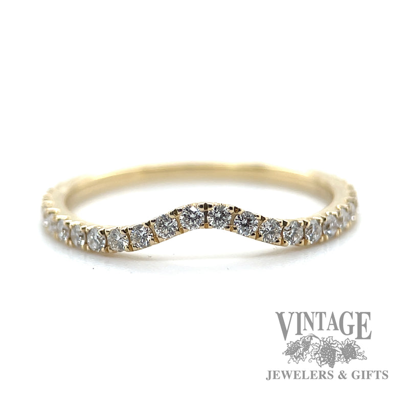 24 natural round cut diamond Curve 14k yellow gold Band ring