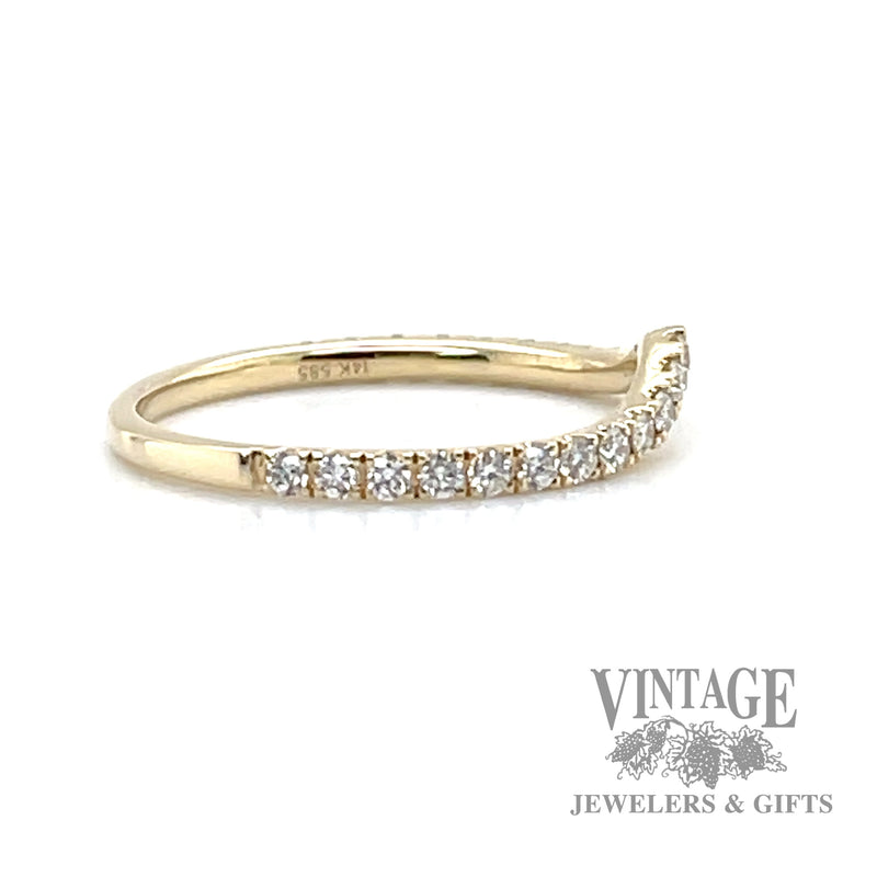 24 natural round cut diamond Curve 14k yellow gold Band ring left