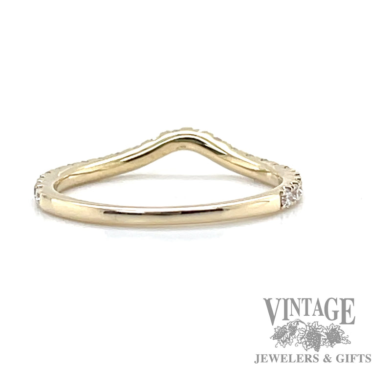 24 natural round cut diamond Curve 14k yellow gold Band ring back