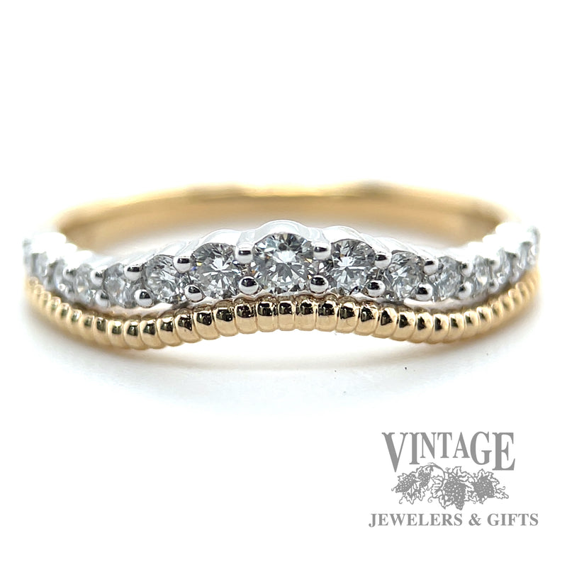 Two Toned Round Cut Natural Diamond 14k yellow Gold Ring