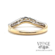 Two Toned Round Cut Natural Diamond 14k yellow Gold Ring back