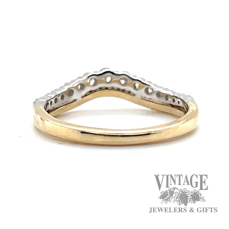 Two Toned Round Cut Natural Diamond 14k yellow Gold Ring back