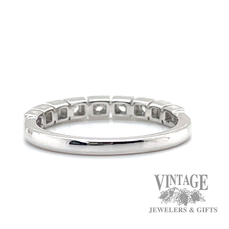 Square bezel set round cut natural diamond 14k white gold ring back