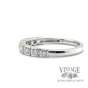 Square bezel set round cut natural diamond 14k white gold ring left