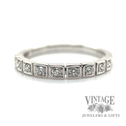 Square bezel set round cut natural diamond 14k white gold ring