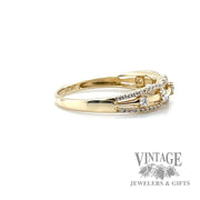 Triple split pave set 14k yellow gold natural diamond ring right